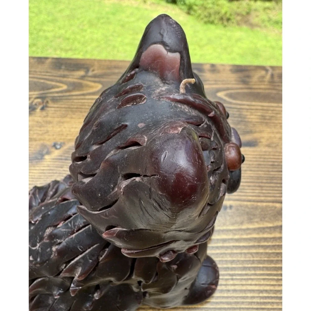 Brown Cat Candle Sculpture Folk Art Kitty Figure Wax Decor 6
